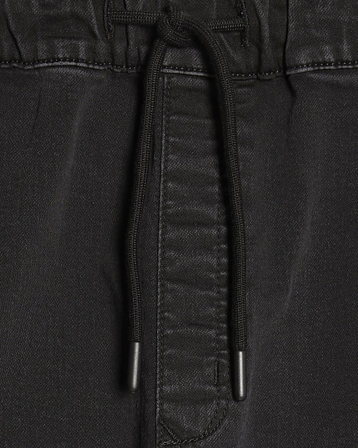 Black Slim Fit Washed Denim Joggers