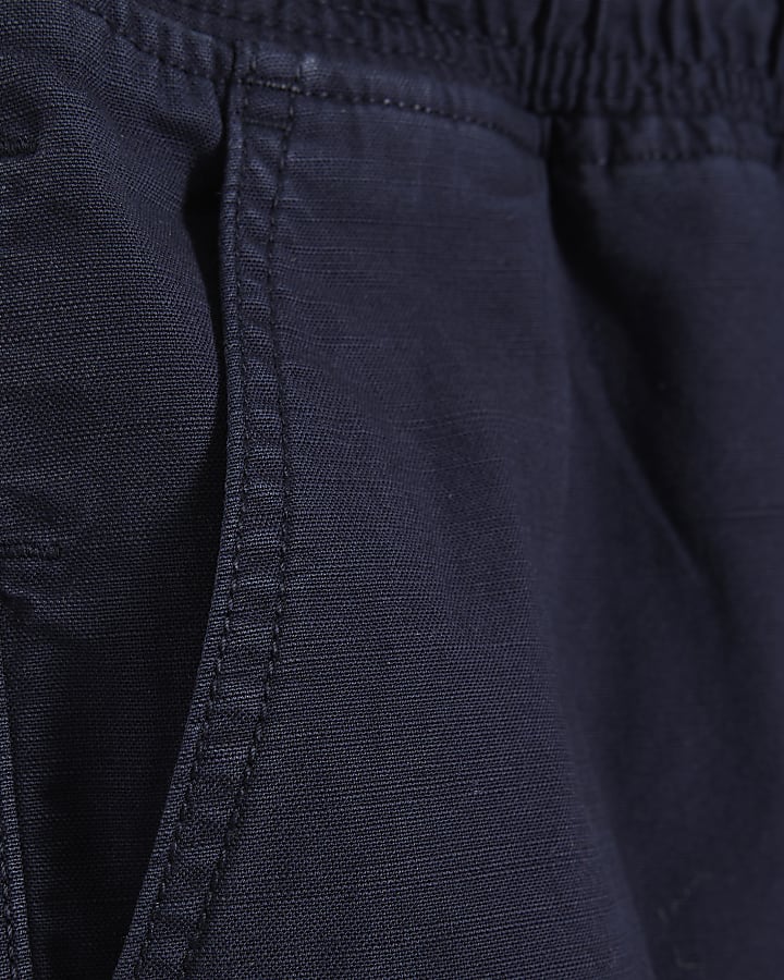 Navy Regular Fit Crosshatch Cargo Shorts