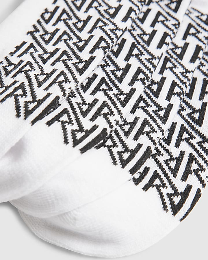White RI Monogram Pack Of 7 Socks