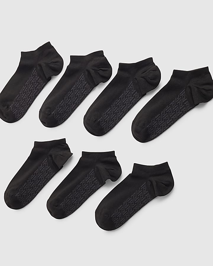 Black RI Monogram Pack Of 7 Socks