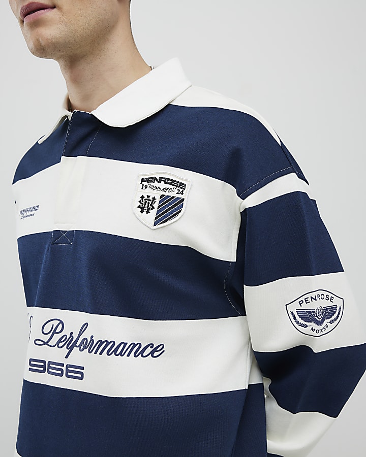 Navy Regular Fit Penrose Striped Shirt