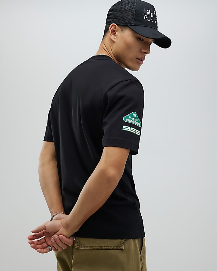 Black Regular Fit Penrose Crest T-Shirt