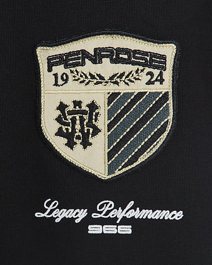 Black Regular Fit Penrose Crest T-Shirt