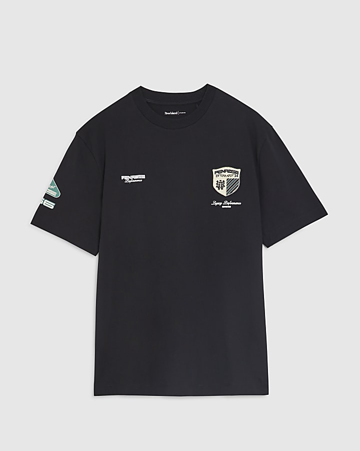 Black Regular Fit Penrose Crest T-Shirt