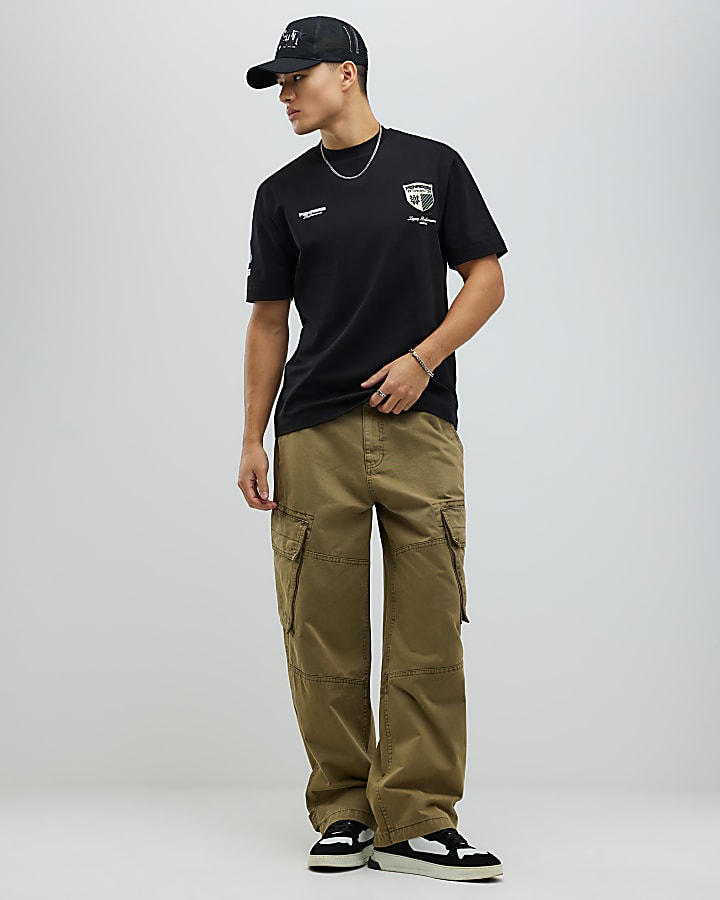 Black Regular Fit Penrose Crest T-Shirt