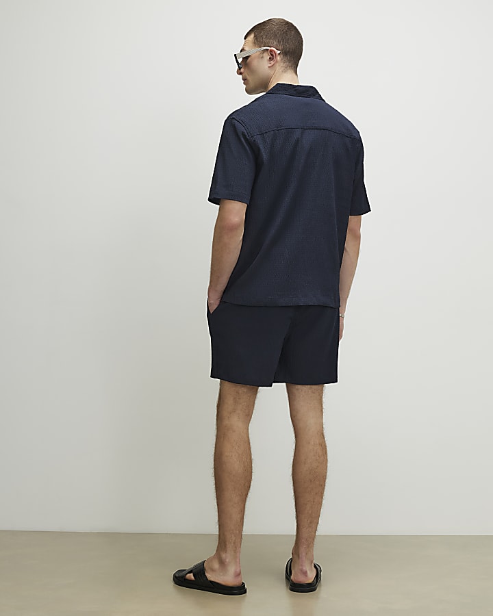 Navy Textured Shorts