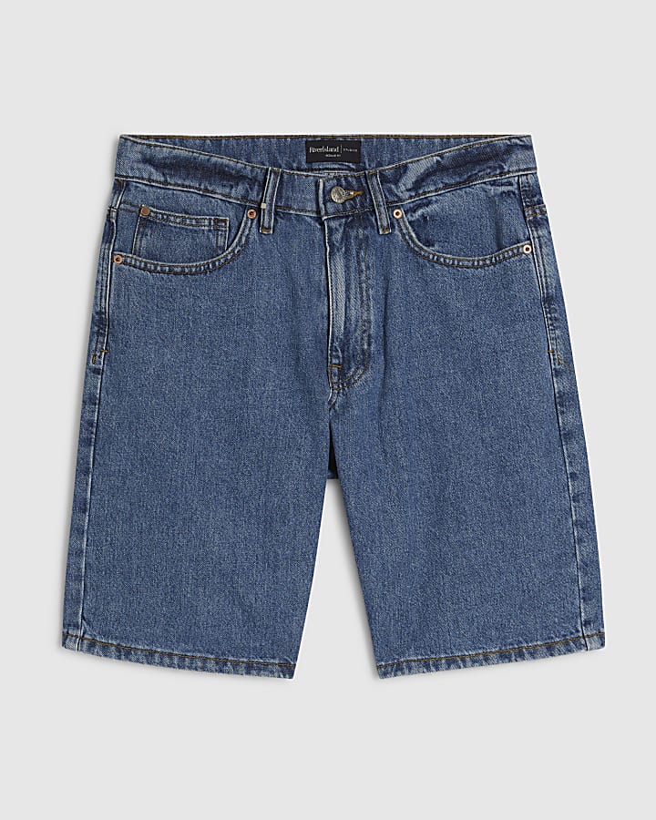 Blue Regular Fit Denim Shorts