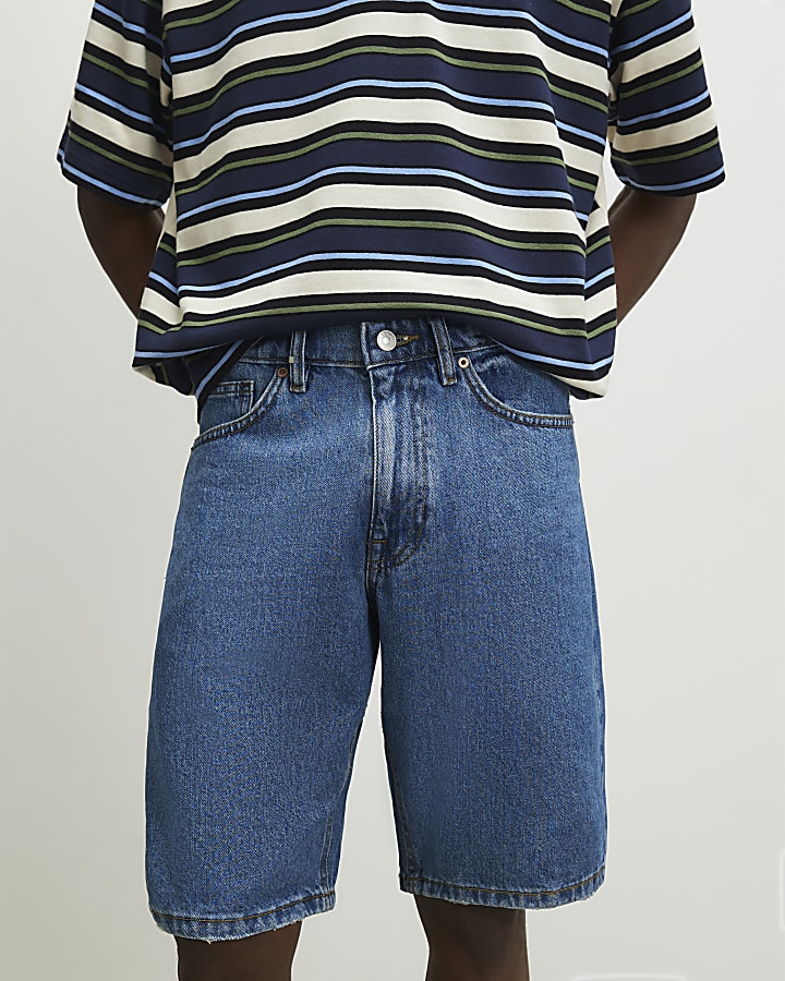 Blue Regular Fit Denim Shorts