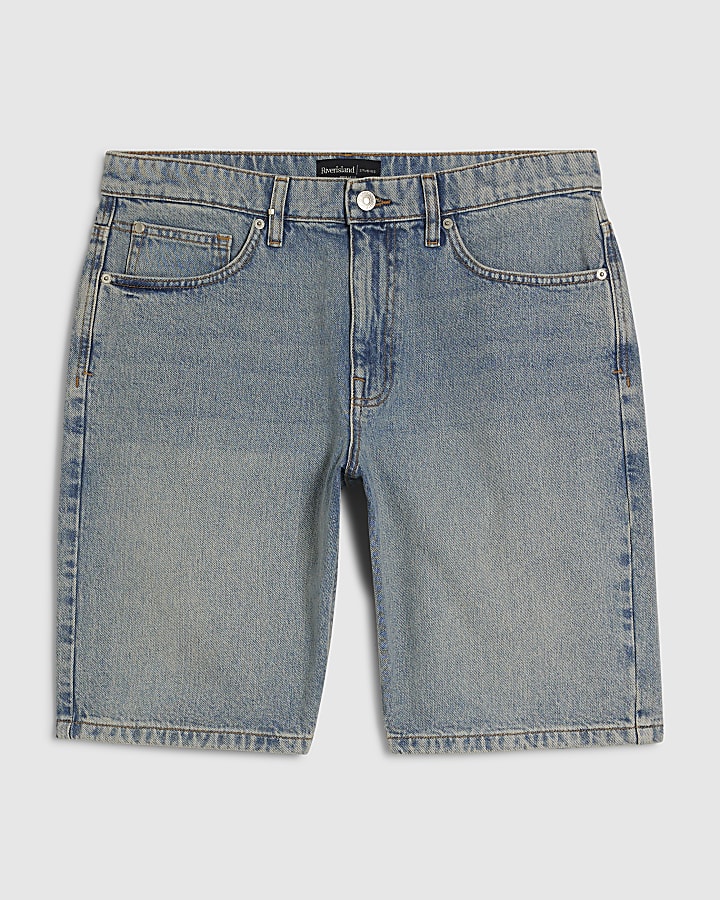 Blue Regular Fit Denim Shorts