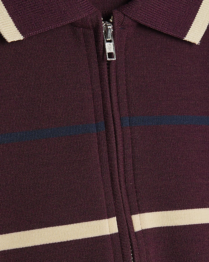 Red Slim Fit Stripe Polo Shirt