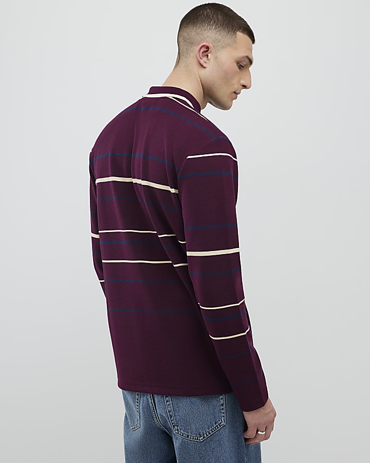 Red Slim Fit Stripe Polo Shirt