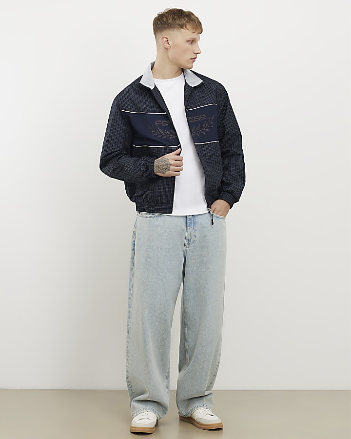 Navy Microcheck Penrose Tracksuit Jacket