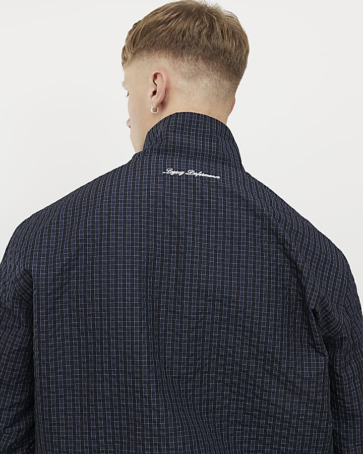 Navy Microcheck Penrose Tracksuit Jacket