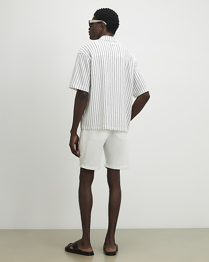 White Slim Fit Shorts