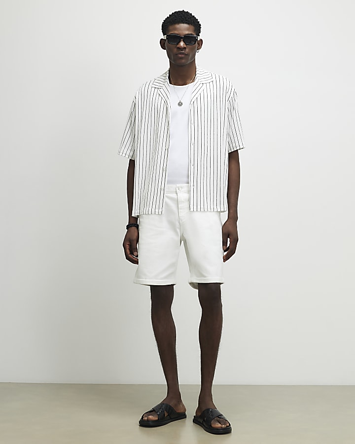 White Slim Fit Shorts