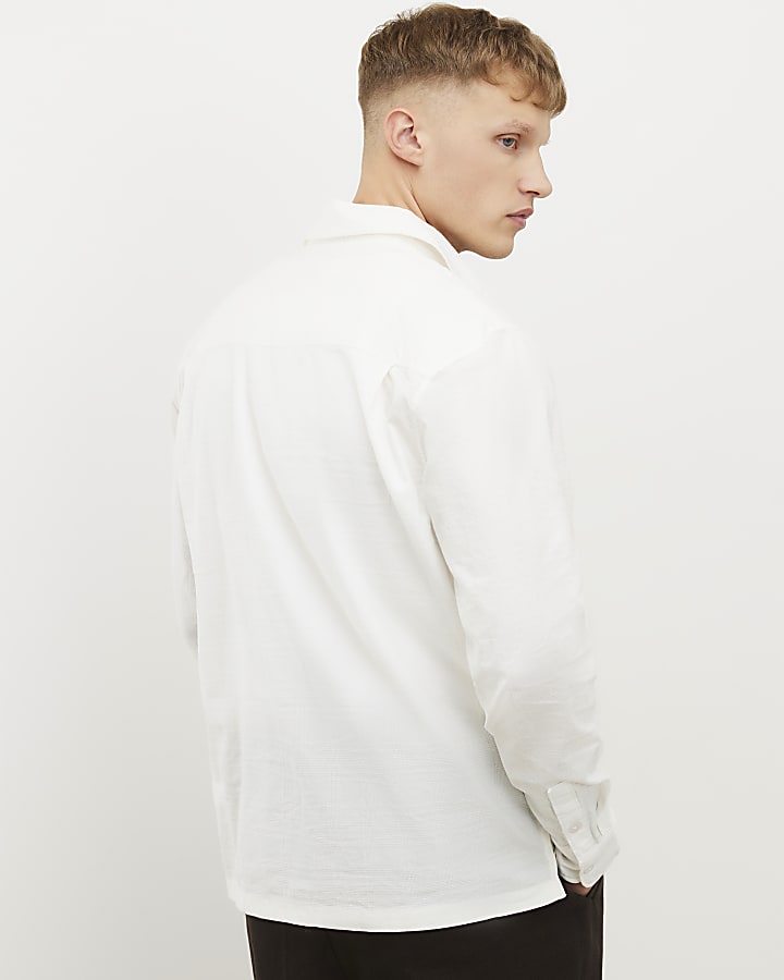 White Textured Cross Hatch Shirt