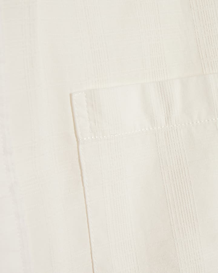 White Textured Cross Hatch Shirt