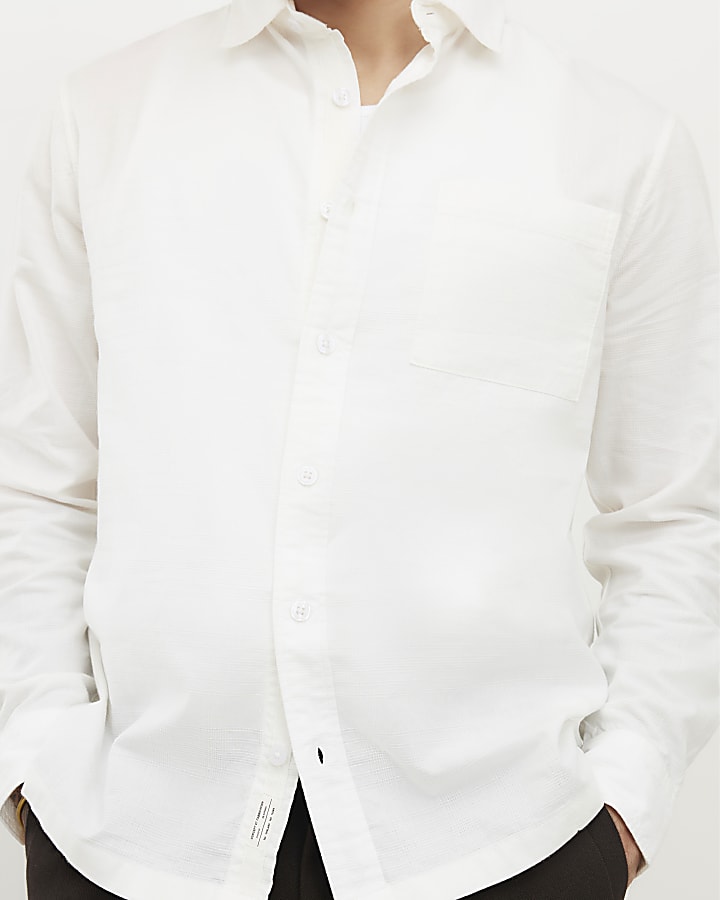 White Textured Cross Hatch Shirt