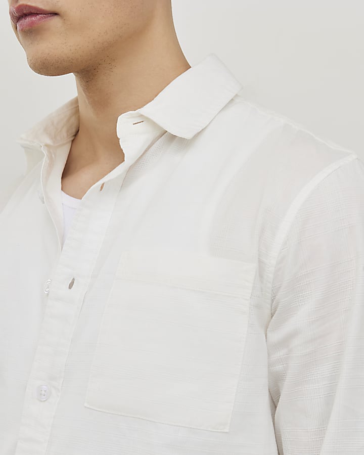 White Textured Cross Hatch Shirt