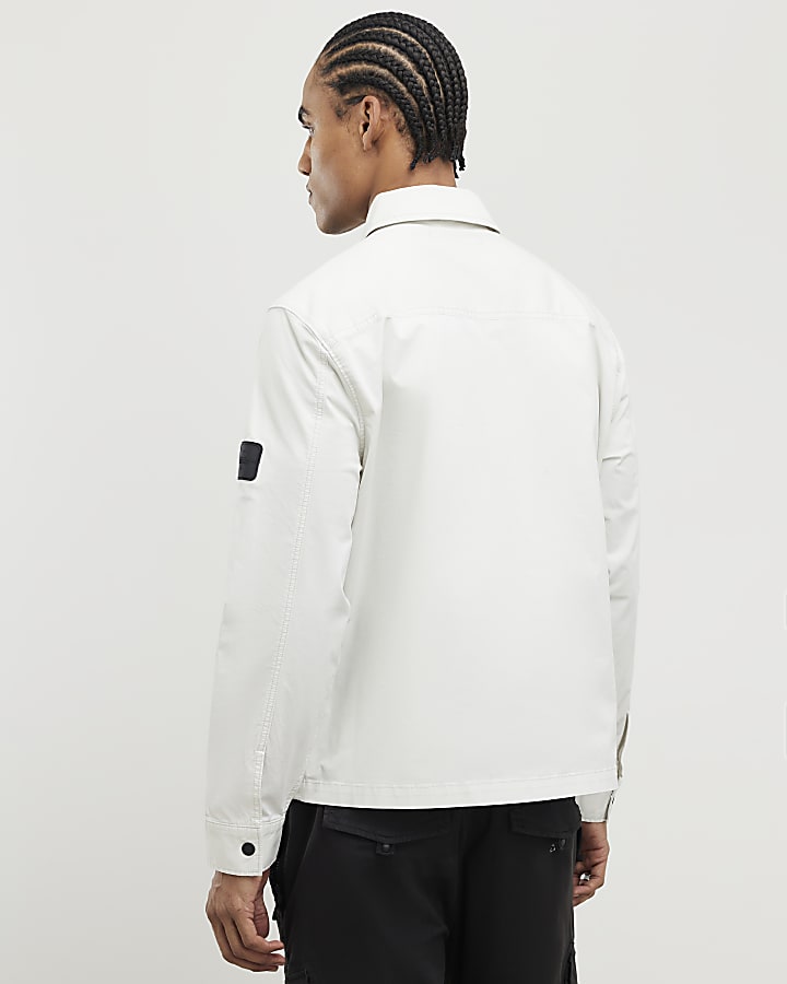 Grey Regular Fit Zipped Overshirt