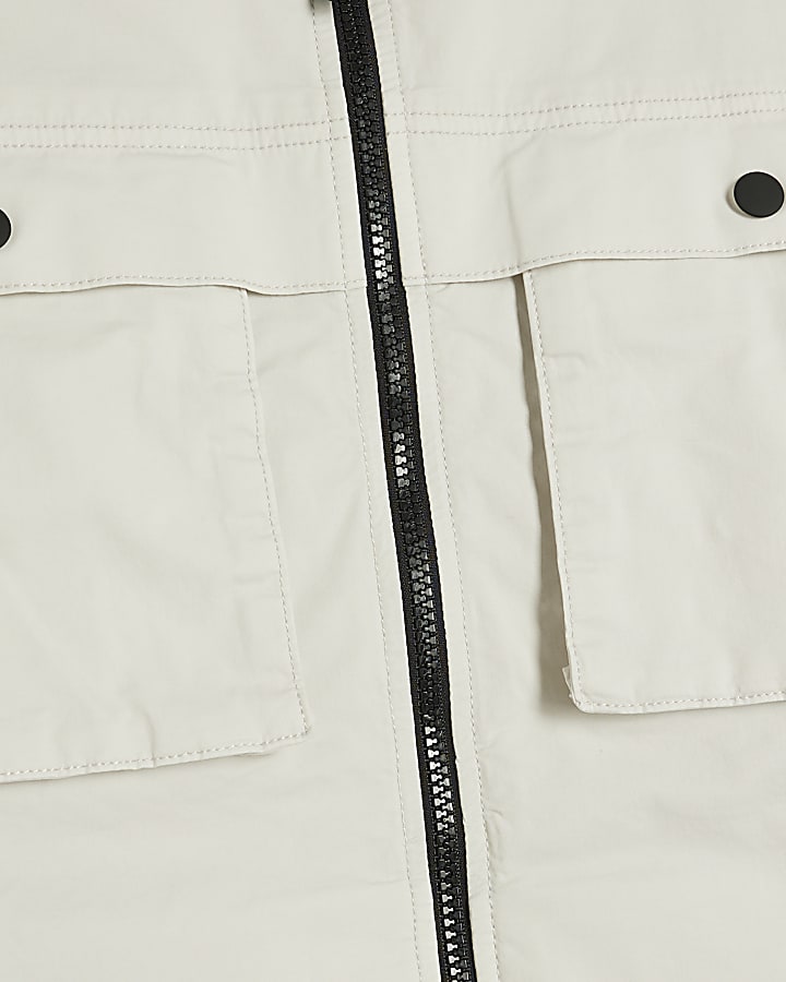 Grey Regular Fit Zipped Overshirt