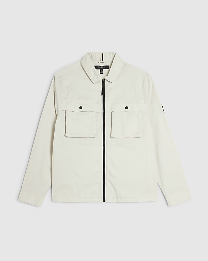 Grey Regular Fit Zipped Overshirt