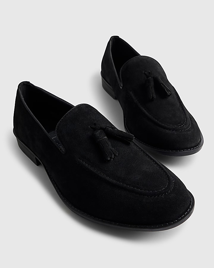 Black Suede Tassel Loafers