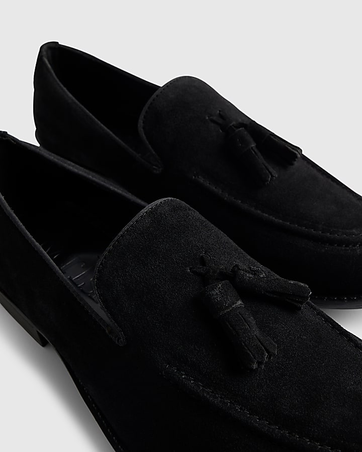 Black Suede Tassel Loafers