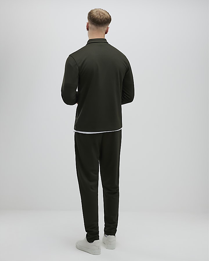 Khaki Slim Fit Pique Joggers