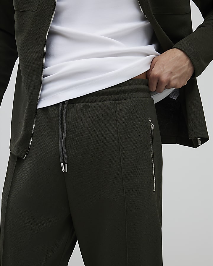 Khaki Slim Fit Pique Joggers