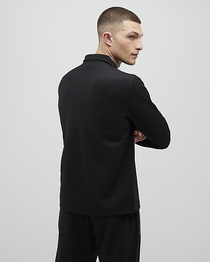 Black Slim Fit Zip Through Jacket