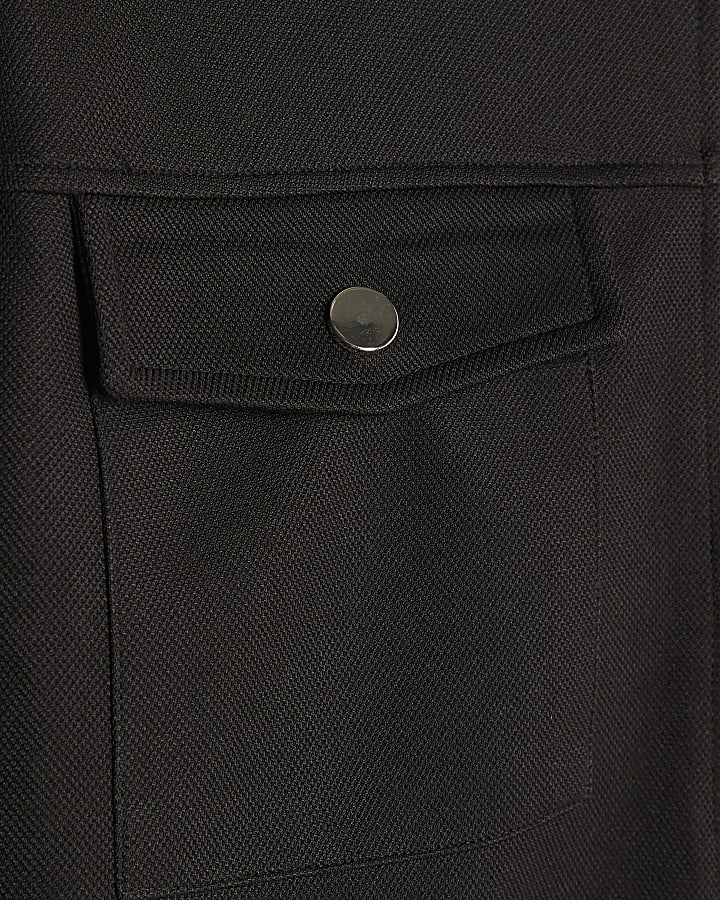 Black Slim Fit Zip Through Jacket