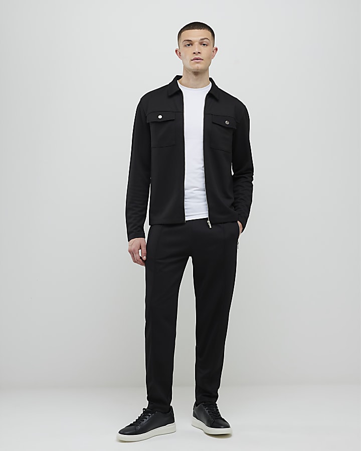 Black Slim Fit Zip Through Jacket