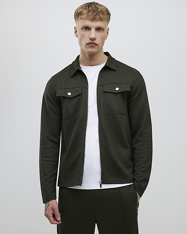 Khaki Slim Fit Double Pocket Jacket