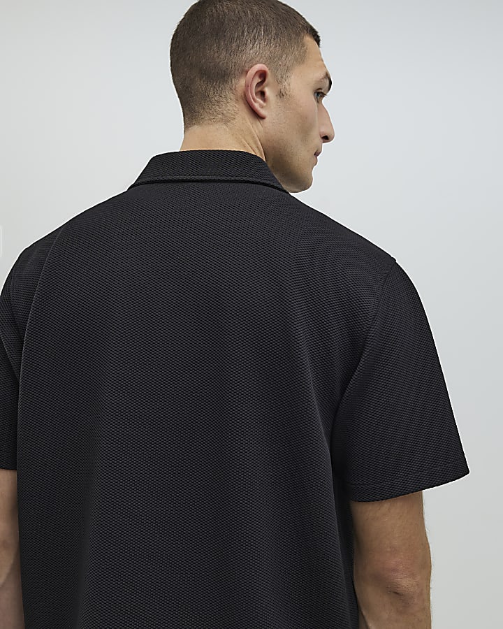 Black Slim Fit Revere Shirt