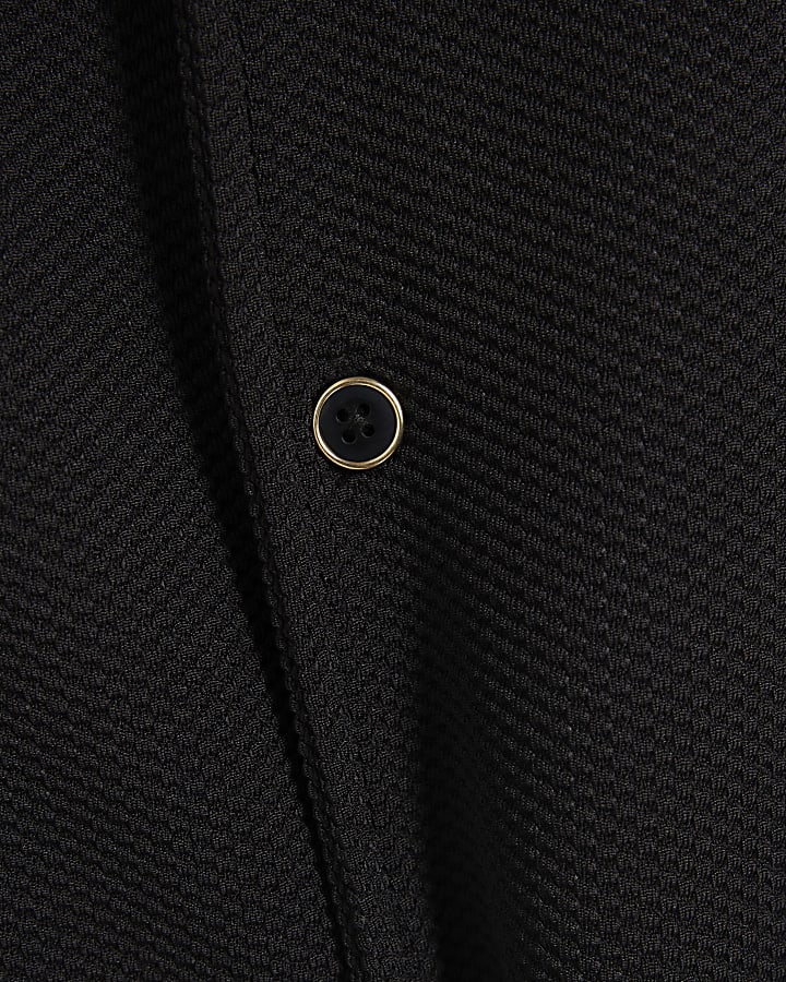 Black Slim Fit Revere Shirt