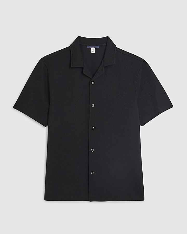 Black Slim Fit Revere Shirt