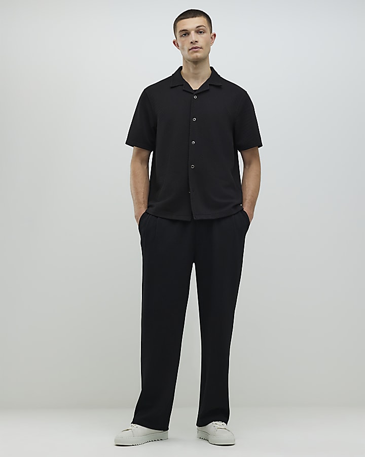 Black Slim Fit Revere Shirt