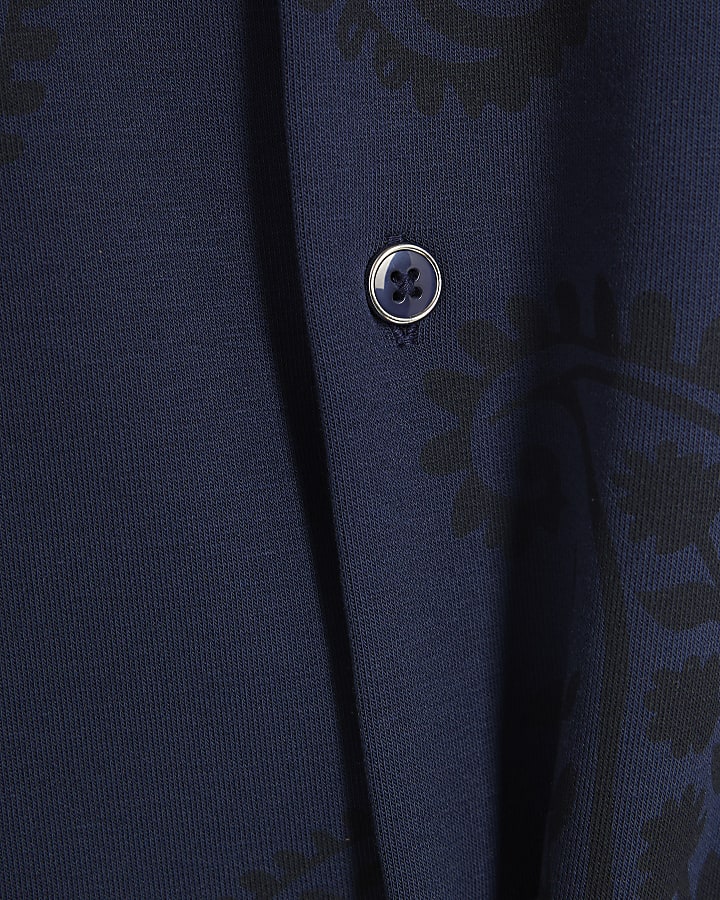 Navy Regular Fit Paisley Party Shirt