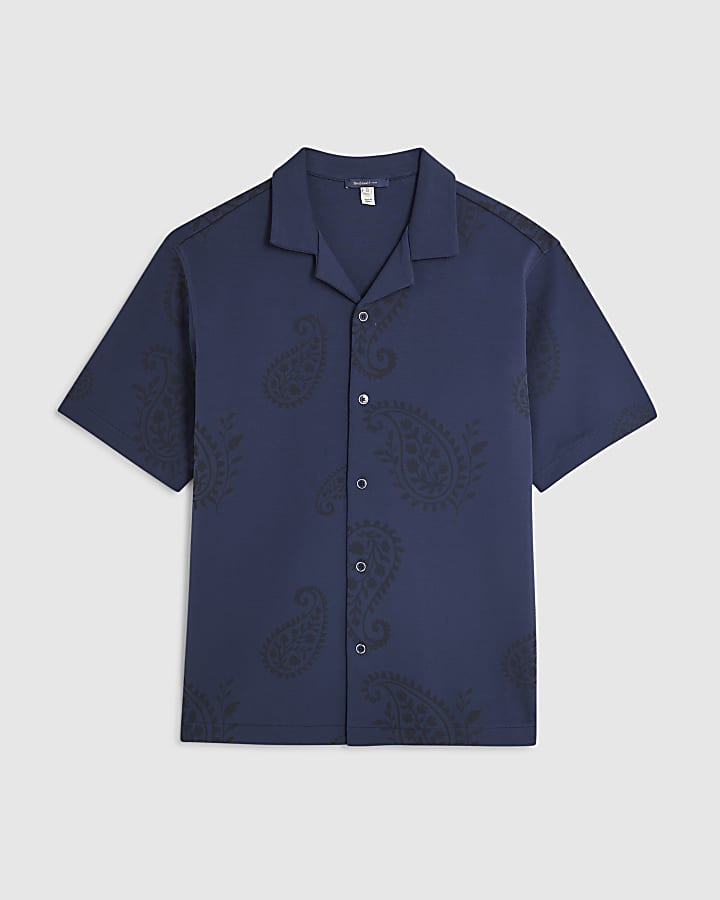 Navy Regular Fit Paisley Party Shirt