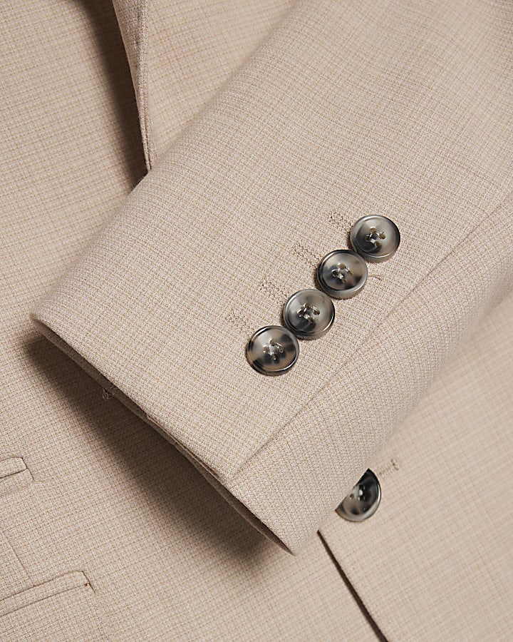 Pink Skinny Fit Micro Check Suit Jacket