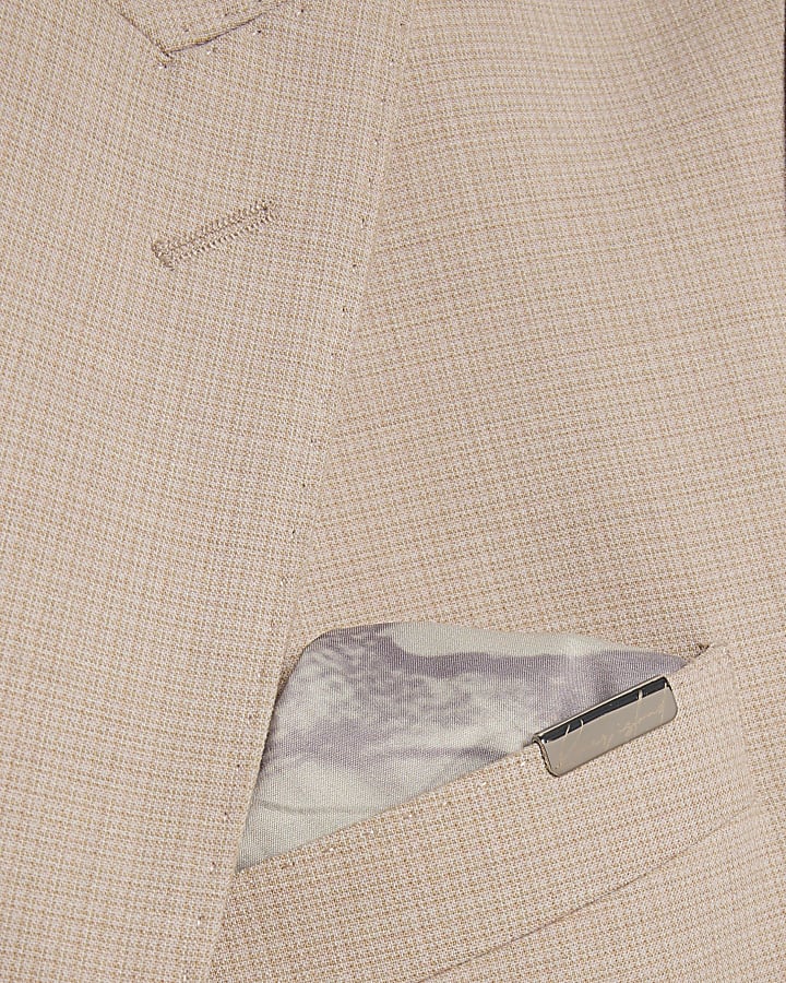 Pink Skinny Fit Micro Check Suit Jacket