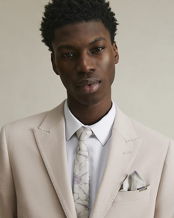 Pink Skinny Fit Micro Check Suit Jacket