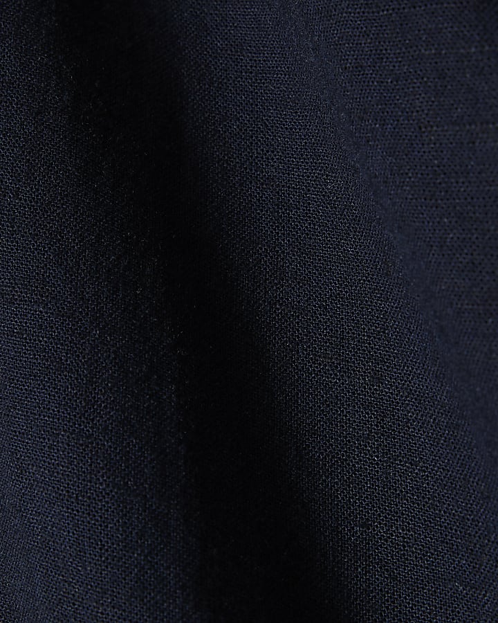 Navy Regular Fit Linen Blend Shirt