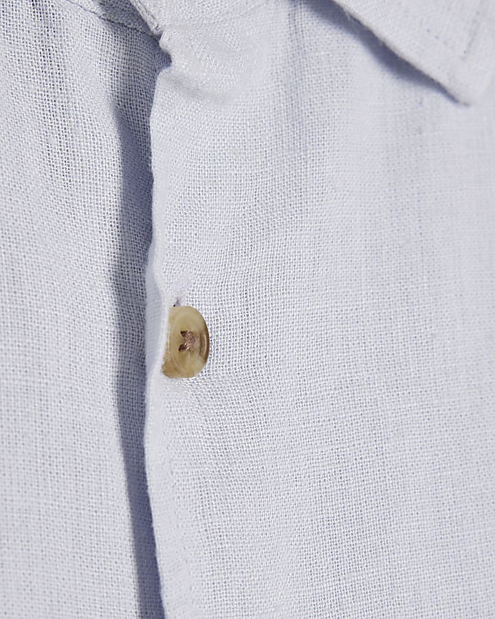 Blue Regular Fit Linen Blend Shirt