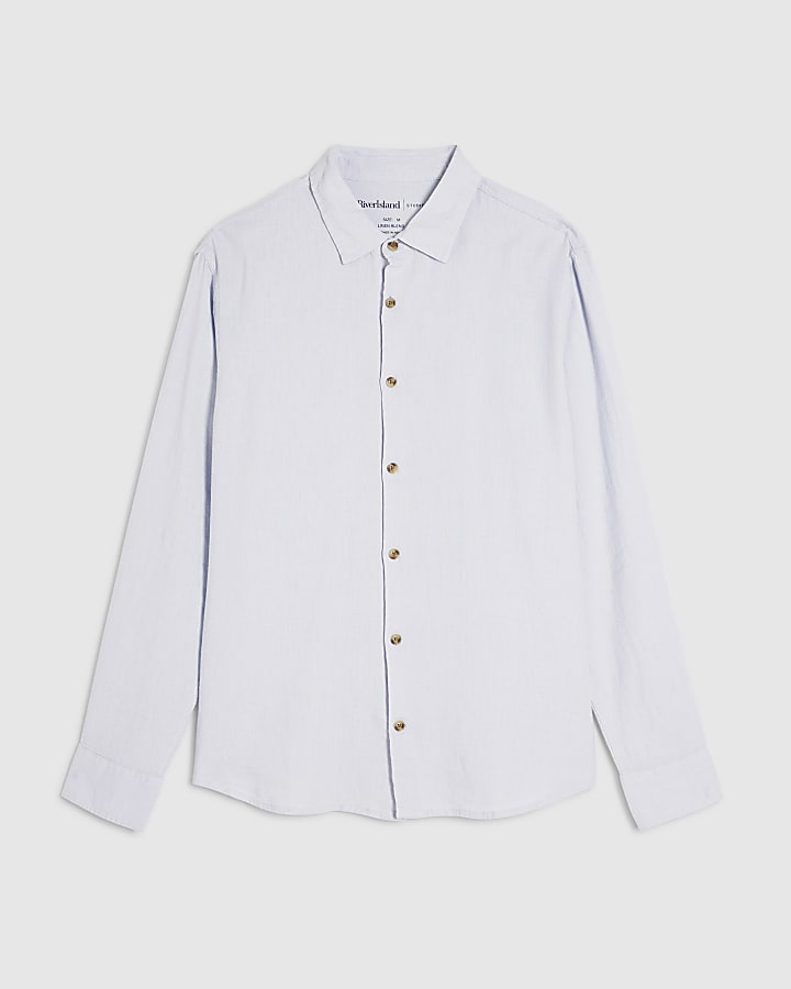 Blue Regular Fit Linen Blend Shirt
