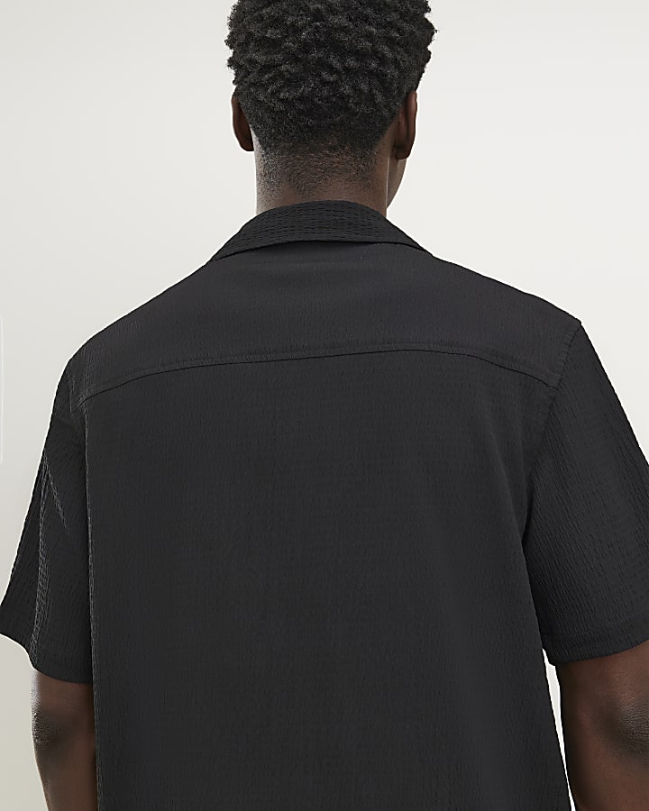 Black Regular Fit Textured Shirt