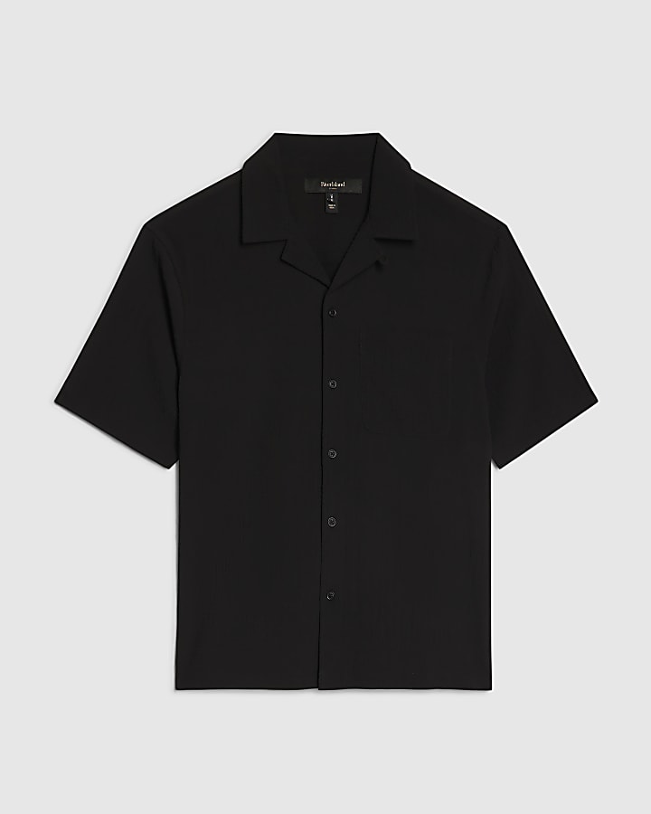 Black Regular Fit Textured Shirt