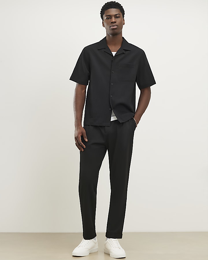 Black Regular Fit Textured Shirt