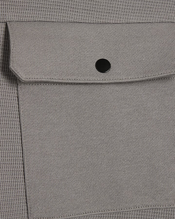Grey Slim Fit Waffle Pocket Sweatshirt